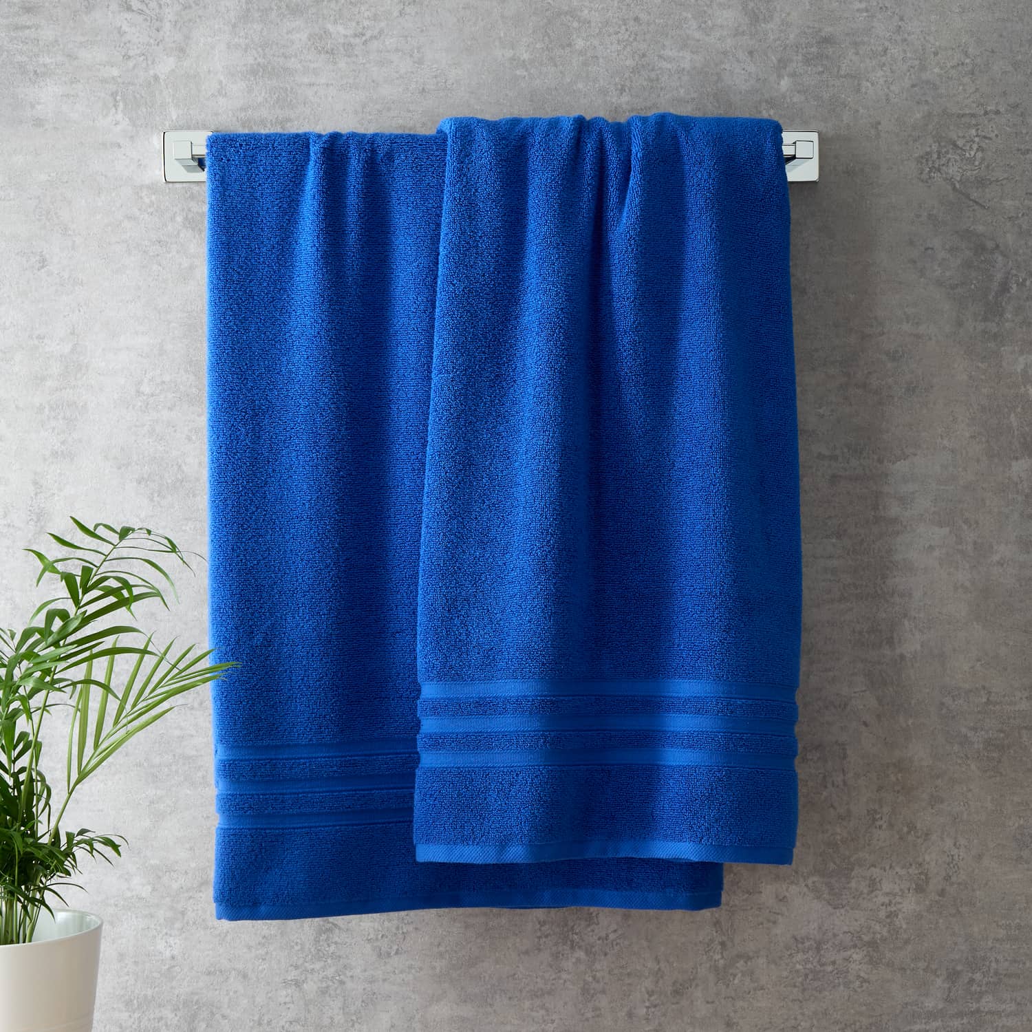 Catherine Lansfield Zero Twist 100% Cotton 450gsm Towels - Cobalt Blue - Zero Twist Cobalt Blue Towel
