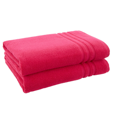 Catherine Lansfield Zero Twist 100% Cotton 450gsm Towels - Hot Pink - Zero Twist Hot Pink Bath Sheet Pair