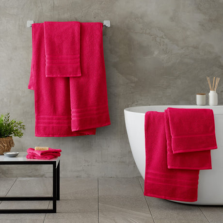 Catherine Lansfield Zero Twist 100% Cotton 450gsm Towels - Hot Pink - Zero Twist Hot Pink Towel