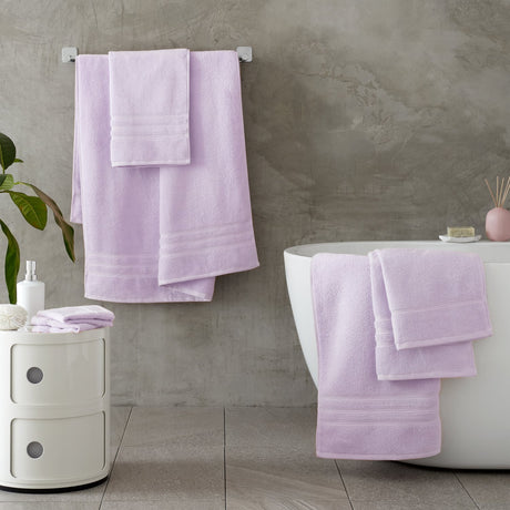 Catherine Lansfield Zero Twist 6 Piece Cotton Towel Bale Set 450gsm - Lilac - Zero Twist Lilac Group