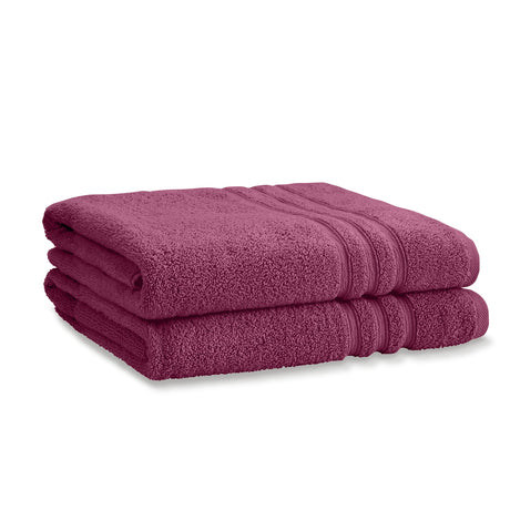 Catherine Lansfield Zero Twist 100% Cotton 450gsm Towels - Blue - Zero Twist Raspberry Bath Sheet Pair