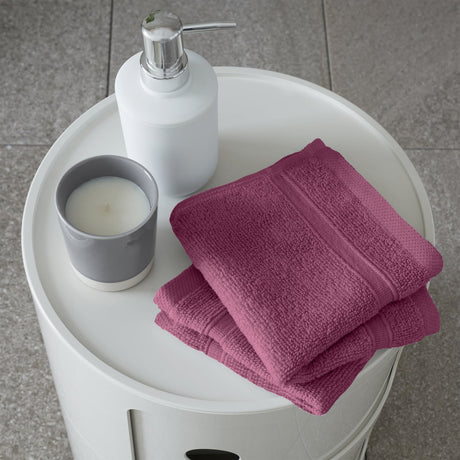 Catherine Lansfield Zero Twist 100% Cotton 450gsm Towels - Blue - Zero Twist Raspberry Face Cloth Pair