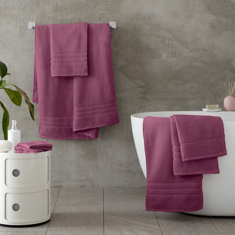 Catherine Lansfield Zero Twist 6 Piece Cotton Towel Bale Set 450gsm - Cream - Zero Twist Raspberry Group