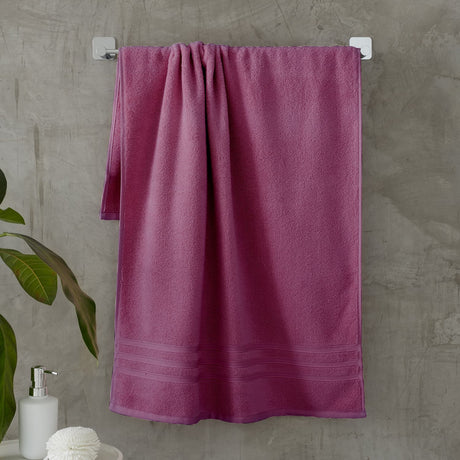 Catherine Lansfield Zero Twist Cotton 450gsm Bath Sheet Towel Bale Pair - White - Zero Twist Raspberry Towel