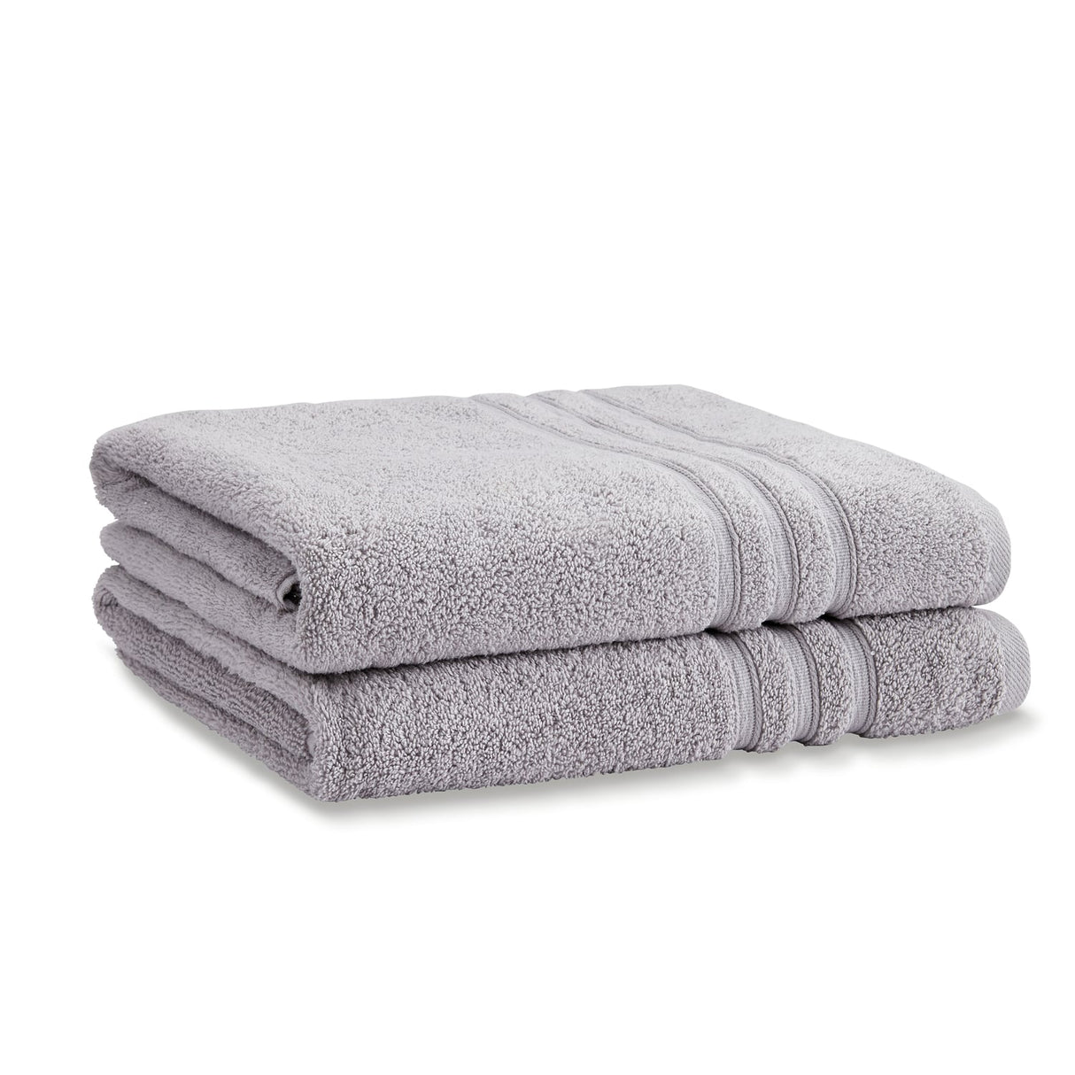 Catherine Lansfield Zero Twist 100% Cotton 450gsm Towels - Silver - Zero Twist Silver Towel Pair