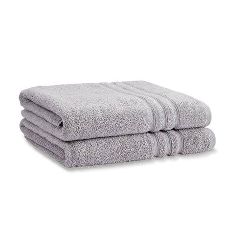 Catherine Lansfield Zero Twist 100% Cotton 450gsm Towels - Silver - Zero Twist Silver Towel Pair