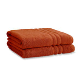 Catherine Lansfield Zero Twist 100% Cotton 450gsm Towels - Terracotta - Zero Twist Terracotta Bath Sheet Pair
