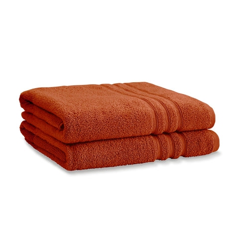 Catherine Lansfield Zero Twist Cotton 450gsm Bath Sheet Towel Bale Pair - Terracotta - Zero Twist Terracotta Bath Sheet Pair