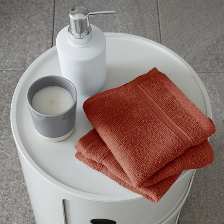 Catherine Lansfield Zero Twist 100% Cotton 450gsm Towels - Terracotta - Zero Twist Terracotta Face Cloth Pair