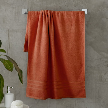 Catherine Lansfield Zero Twist Cotton 450gsm Bath Sheet Towel Bale Pair - Terracotta - Zero Twist Terracotta Towel