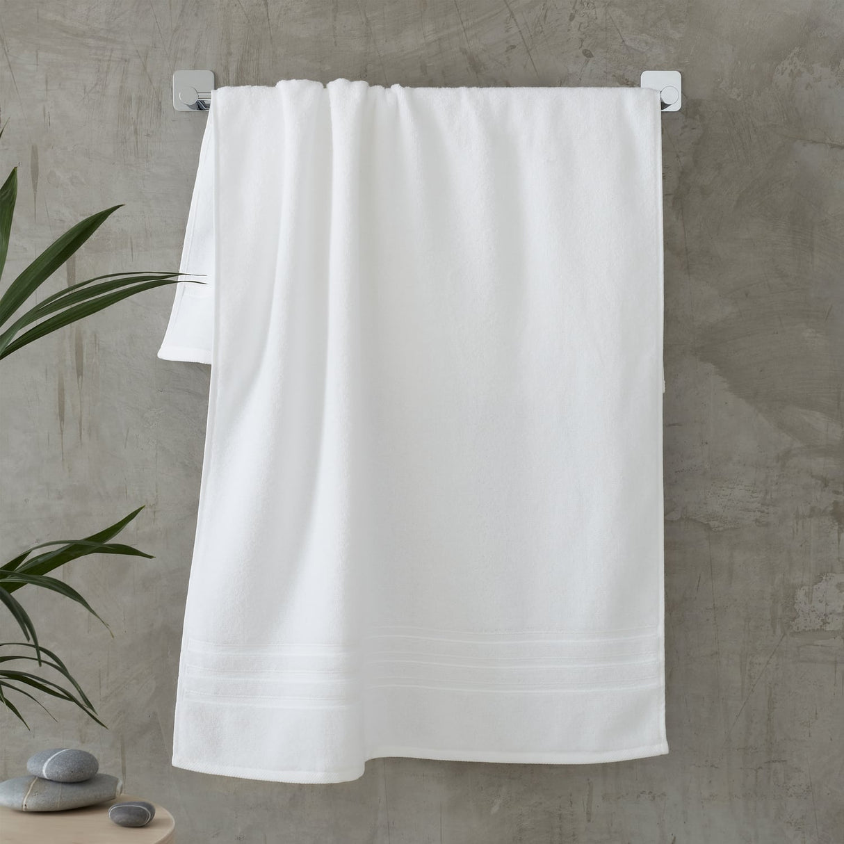 Catherine Lansfield Zero Twist 6 Piece Cotton Towel Bale Set 450gsm - White - Zero Twist White Towels