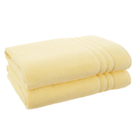 Catherine Lansfield Zero Twist 100% Cotton 450gsm Towels - Yellow - Zero Twist Yellow Bath Sheet Pair