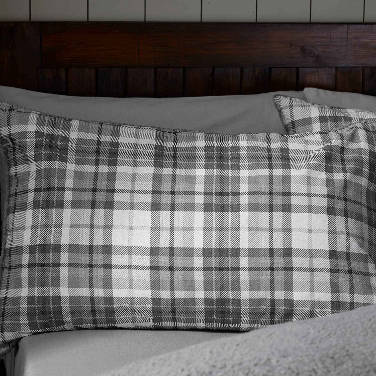 Catherine Lansfield Cosy Sherpa Check Duvet Cover Set - Cosy Sherpa Check Grey Duvet Set