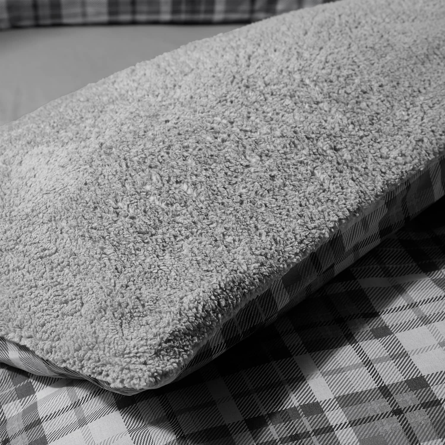 Catherine Lansfield Cosy Sherpa Check Duvet Cover Set - Cosy Sherpa Check Grey Duvet Set