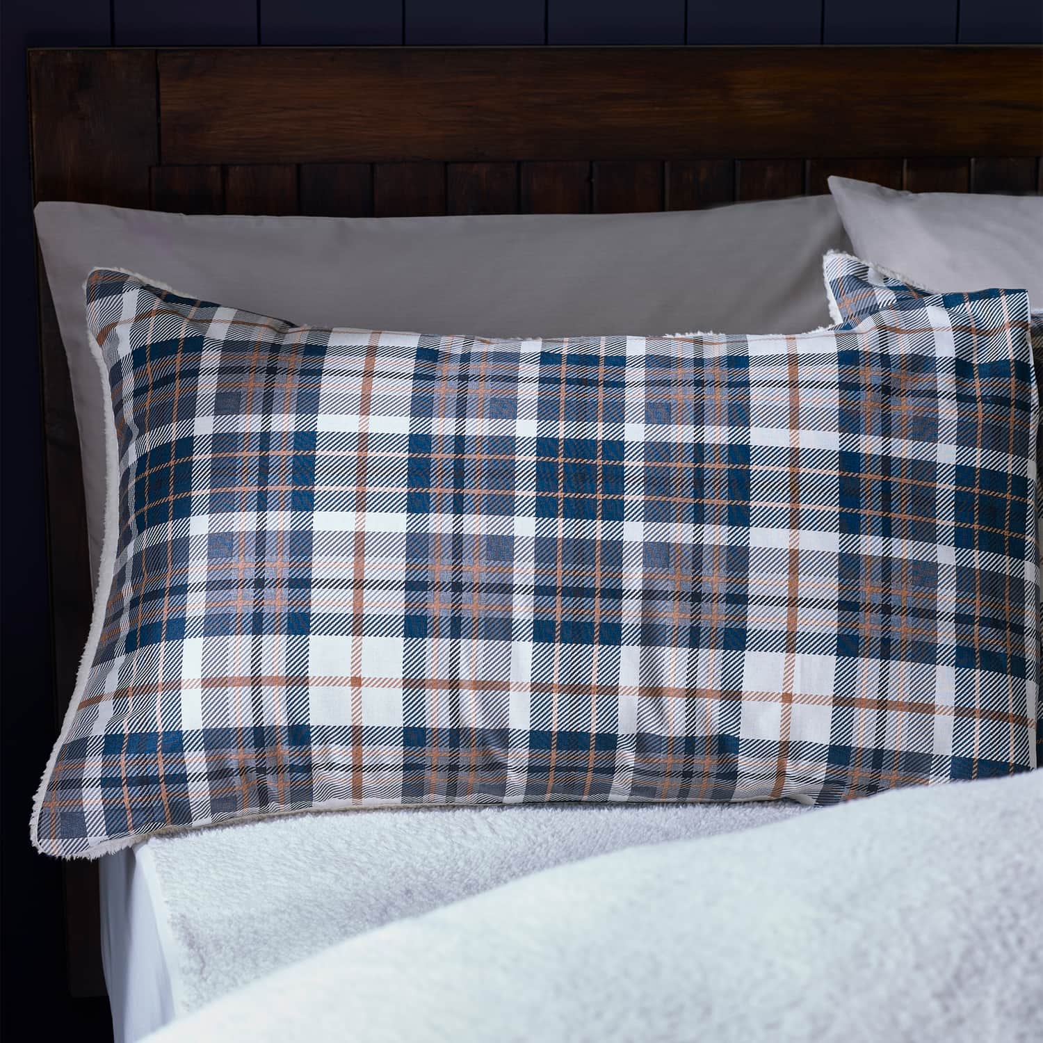 Catherine Lansfield Cosy Sherpa Check Duvet Cover Set - Cosy Sherpa Check Navy Duvet Set