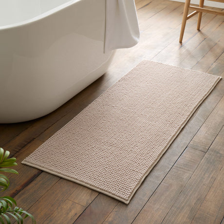 Catherine Lansfield Bobble Charcoal Grey Bath Runner 50x120cm - Bobble Bath Runner Natural