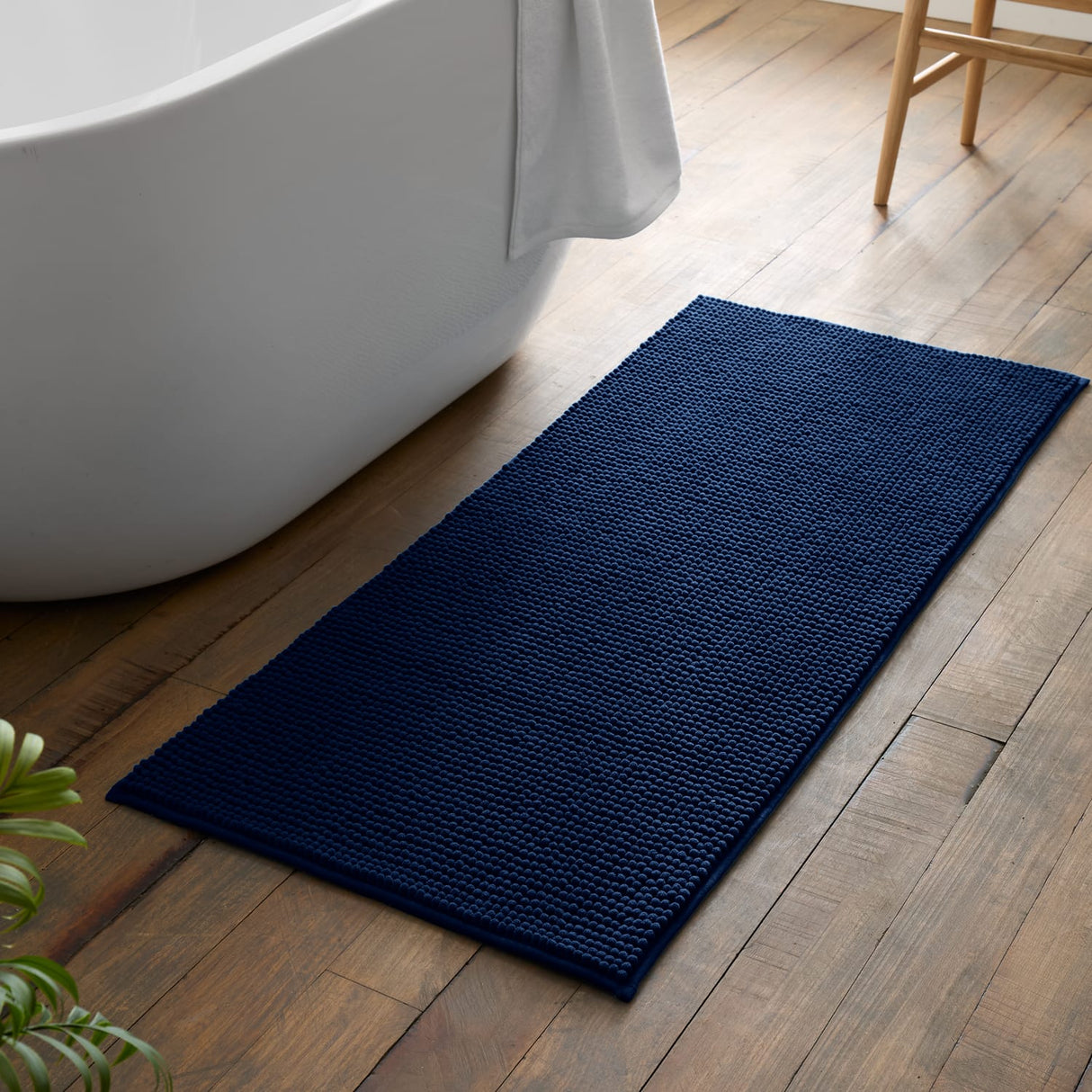 Catherine Lansfield Bobble Charcoal Grey Bath Runner 50x120cm - Bobble Bath Runner Navy