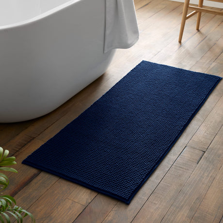 Catherine Lansfield Bobble Charcoal Grey Bath Runner 50x120cm - Bobble Bath Runner Navy