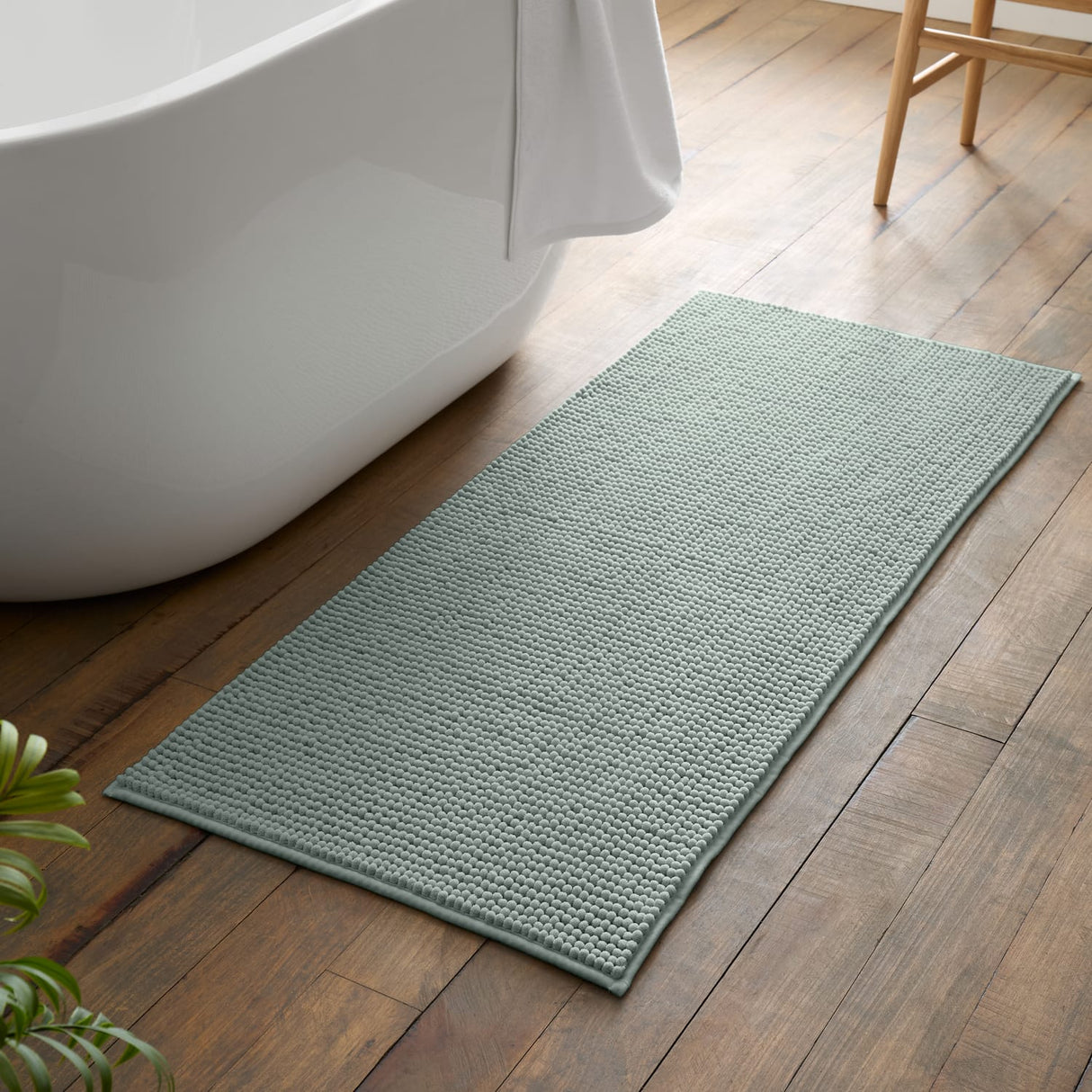 Catherine Lansfield Bobble Charcoal Grey Bath Runner 50x120cm - Bobble Bath Runner Sage Green