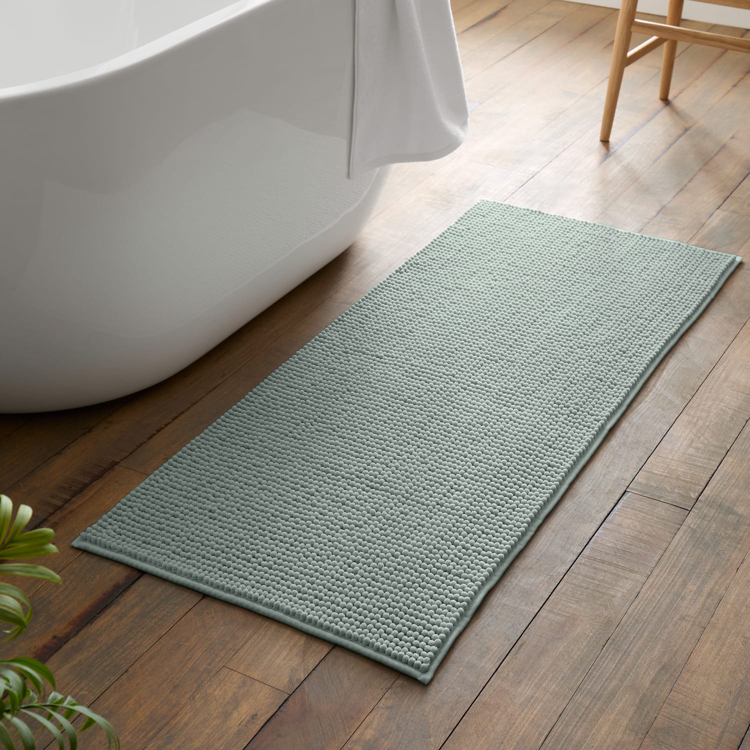 Catherine Lansfield Bobble Charcoal Grey Bath Runner 50x120cm - Bobble Bath Runner Sage Green