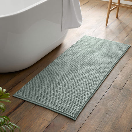 Catherine Lansfield Bobble Charcoal Grey Bath Runner 50x120cm - Bobble Bath Runner Sage Green