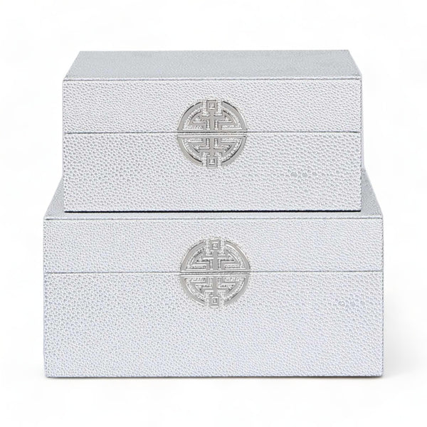 Silver Faux Leather Jewellery Boxes