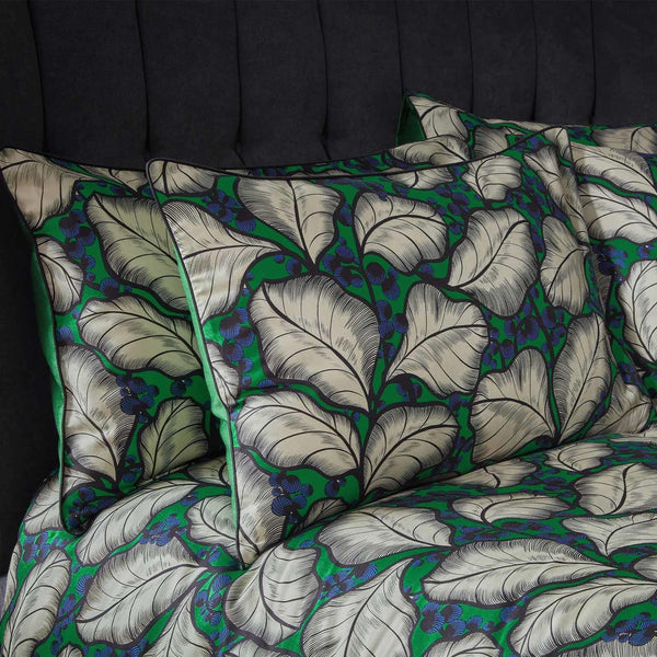 Magali Tropical Emerald Cotton Sateen Pillowcase Pair - Ideal