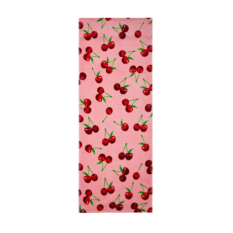 Catherine Lansfield Cherries Cotton Sun Lounger Beach Towel 78x200cm - Pink - Cherries Sun Lounger