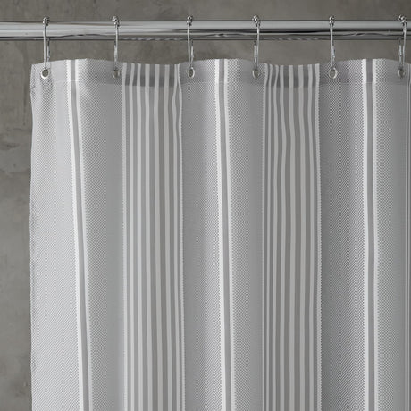 Catherine Lansfield Textured Stripe Shower Curtain - Texture Stripe Shower Curtain Silver