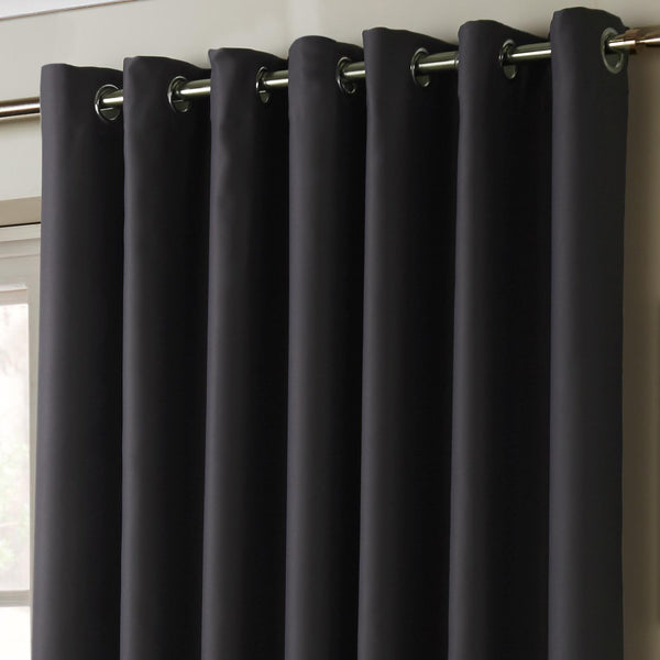 100% Blackout Eyelet Curtains Charcoal