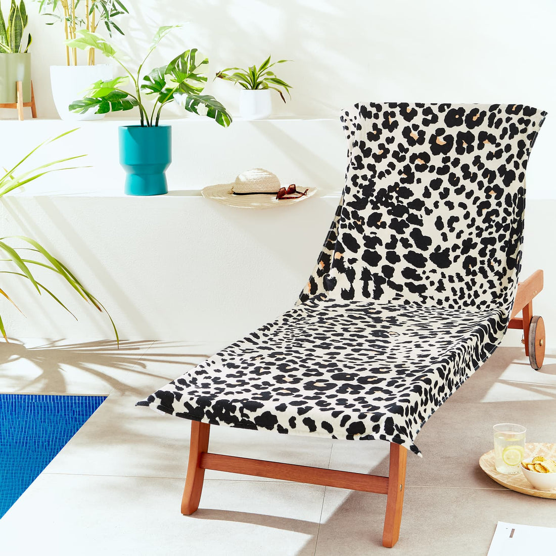 Catherine Lansfield Leopard Natural 100% Cotton Sun Lounger Towel 78x200cm