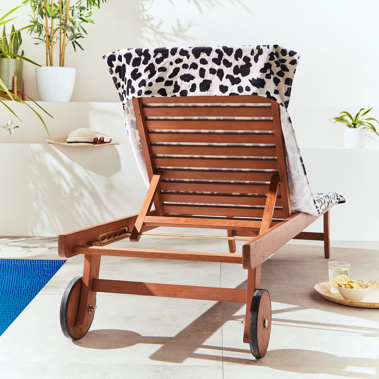Catherine Lansfield Leopard Cotton Sun Lounger Towel 78x200cm - Natural - Leopard Sun Lounger Towel