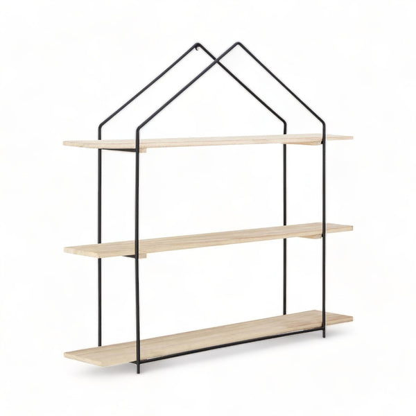 3 Tier House-Shaped Light Wood Shelves Shelving Units Aubina   