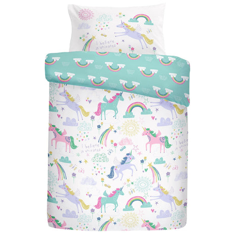 Rainbow Unicorn Kids Duvet Cover Set by Bedlam