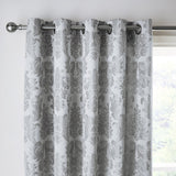 Catherine Lansfield Damask Jacquard Eyelet Curtains - Silver