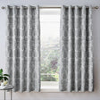 Catherine Lansfield Damask Jacquard Eyelet Curtains - Silver - Damask Jacquard Curtains Silver