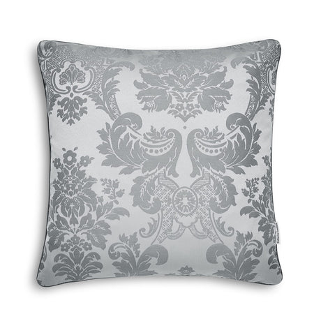 Catherine Lansfield Damask Jacquard Filled Cushion 43cm x 43cm - Silver - Damask Jacquard Cushion Silver