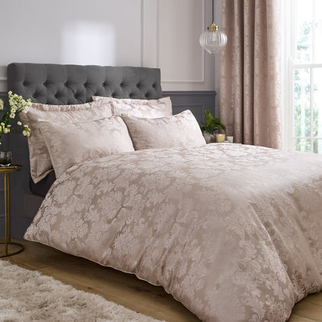 Catherine Lansfield Damask Jacquard Duvet Cover Set - Damask Jacquard Duvet Set Champagne