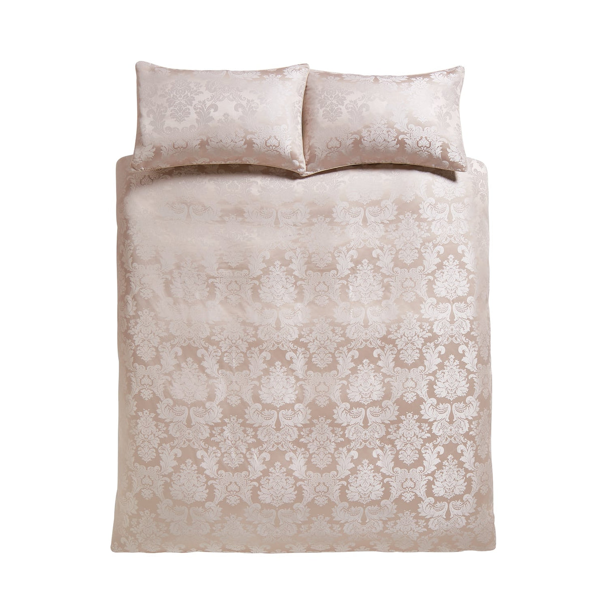 Catherine Lansfield Damask Jacquard Duvet Cover Set - Damask Jacquard Duvet Set Champagne