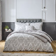 Catherine Lansfield Damask Jacquard Silver Duvet Cover Bedding Set