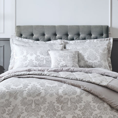 Catherine Lansfield Damask Jacquard Bedspread - Damask Jacquard Pilowshams Silver