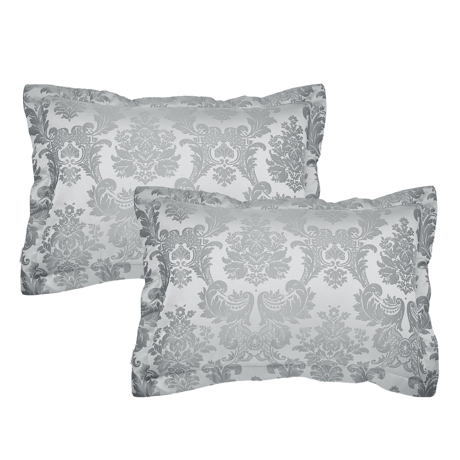 Catherine Lansfield Damask Jacquard Silver Duvet Cover Bedding Set - Damask Jacquard Pilowshams Silver