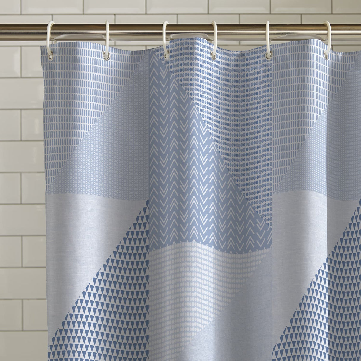 Catherine Lansfield Larsson Geo Geometric Shower Curtain - Larsson Geo Blue Shower Curtain