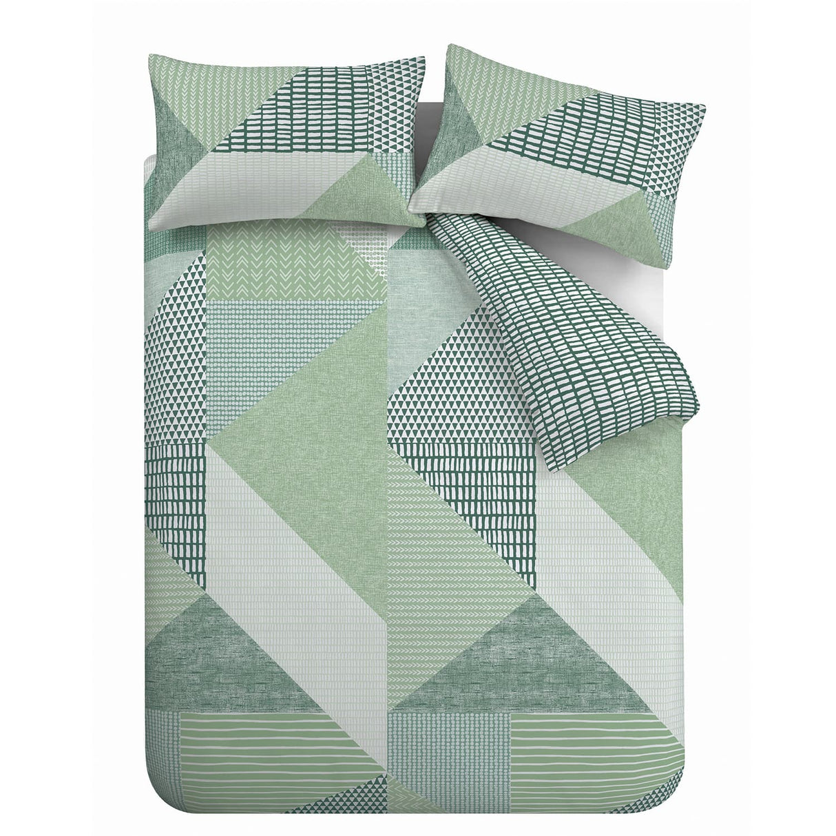 Catherine Lansfield Larsson Geo Duvet Cover Set - Larsson Geo Duvet Set Green