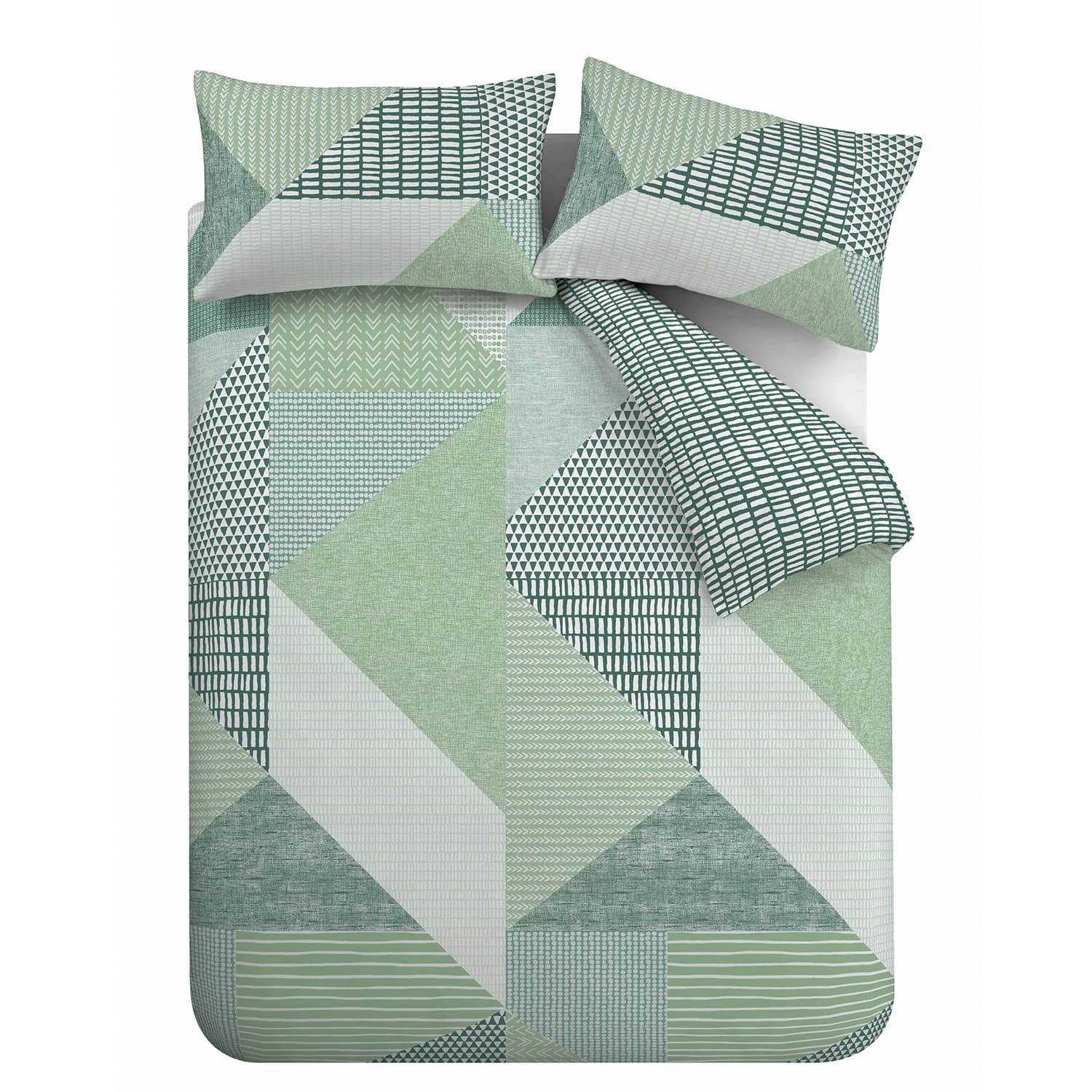 Catherine Lansfield Larsson Geo Duvet Cover Set - Larsson Geo Duvet Set Green