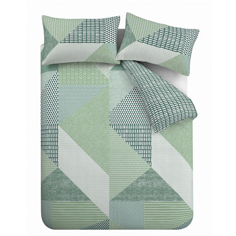 Catherine Lansfield Larsson Geo Duvet Cover Set - Larsson Geo Duvet Set Green