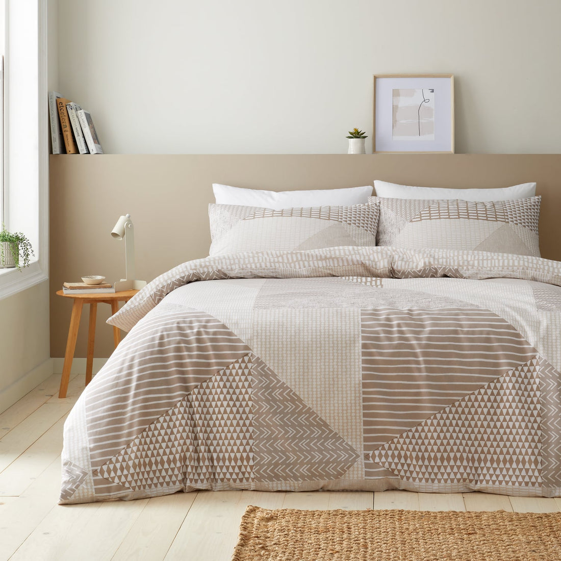 Catherine Lansfield Larsson Geo Natural Duvet Cover Bedding Set