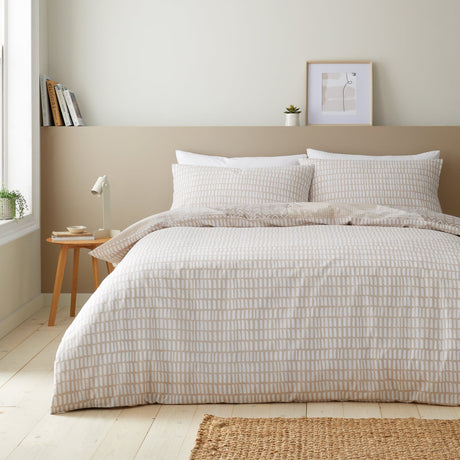 Catherine Lansfield Larsson Geo Duvet Cover Set - Natural - Larsson Geo Duvet Set Natural