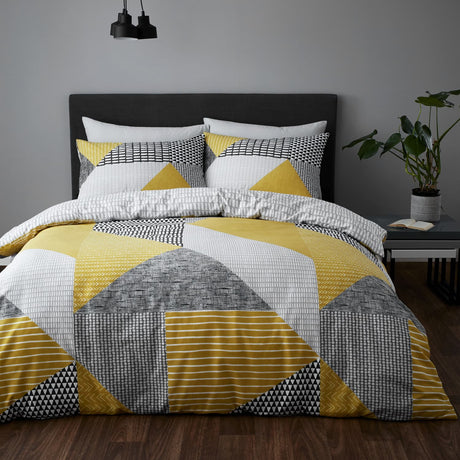 Catherine Lansfield Larsson Geo Geometric Shower Curtain - Larsson Geo Ochre