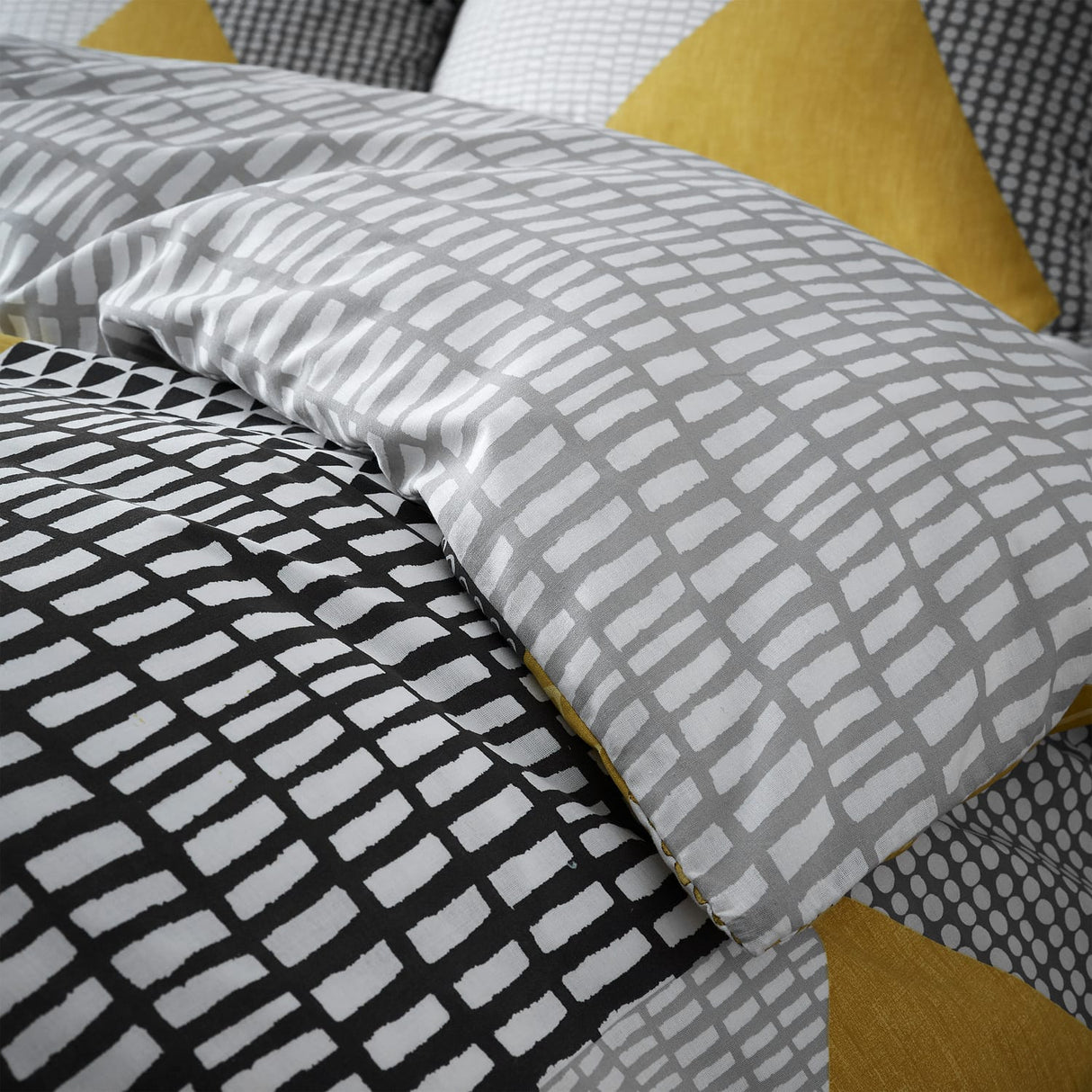 Catherine Lansfield Larsson Geo Geometric Shower Curtain - Larsson Geo Ochre